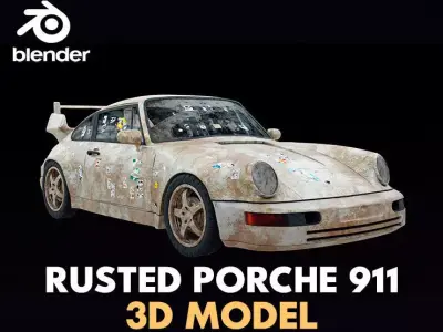 rusted porsche 911  Low-poly 3D model