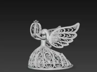 3D Flying Angel Holding Gift Christmas Model 3D print model