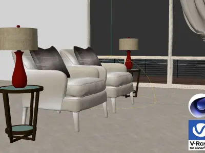 Living Room 11 - Vray6 - C4D 3D model