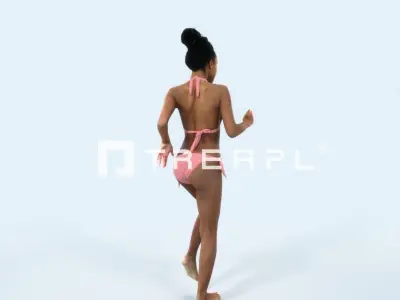 May 05E Running Jogging Beach Sport African American Woman Low-poly 3D model