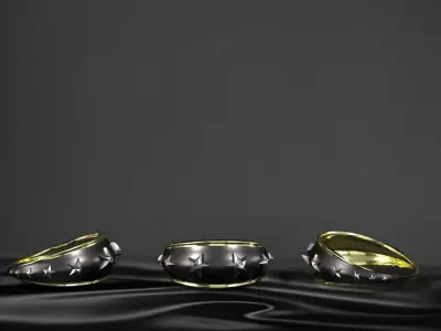 earrings gold and hoop 3D model