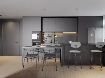 Modern living room dining room interior scenes 550 3D model