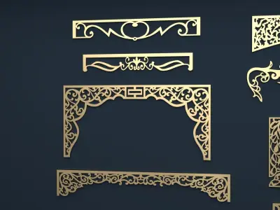 Collection of Curtain  accessories  3D model 02 3D model