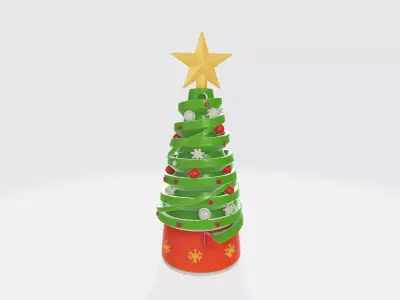 Modern Christmas Tree Decor Spiral Ribbon Design  3D print model