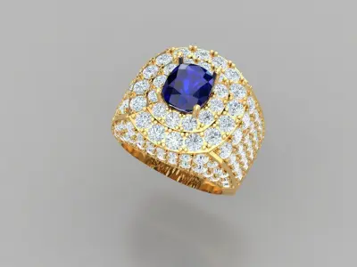 Diamond Rings - Mens Ring  3D print model 3D print model