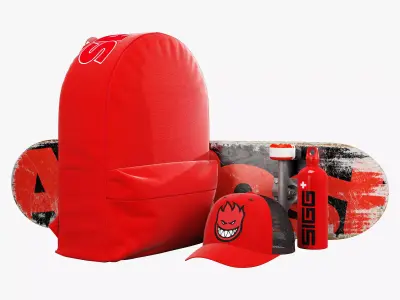 decorative set red 3D model