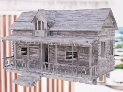 Low Poly Old House  Low-poly 3D model