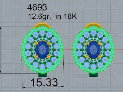 Oval Halo Clip On Earring 4693 3D print model