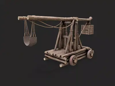 Medieval Siege Catapult 2 Low-poly 3D model
