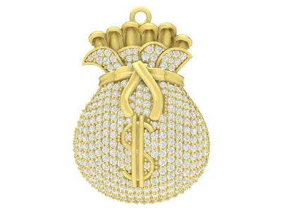 Luxury Money Bag Dollar Pendant for Jewelry 3D Model 3920 3D print model