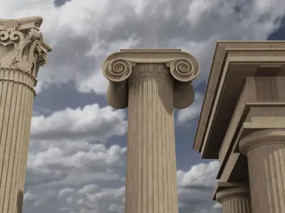 Classical column collection - Doric ionic corinthian Low-poly 3D model
