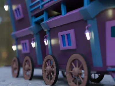 wagon cartoon theme Low-poly 3D model 3D model