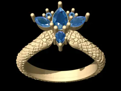 Snake Marquise Ring 3D print model