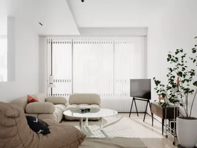 Modern living room dining room interior scenes 551 3D model