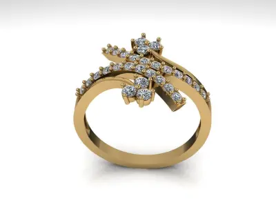 Elegant engagement diamond ring 3D print model