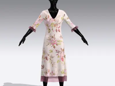 Female Cloth Dress Low-poly 3D model