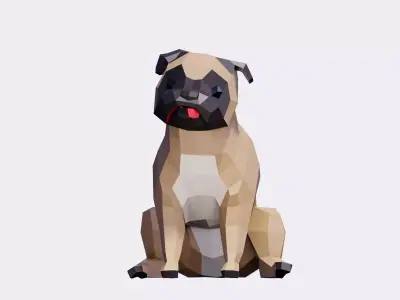 Low Poly Pug Dog Low-poly 3D model