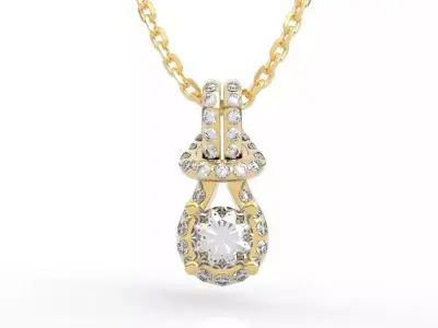 Art Deco Diamond Halo Pendant Collection - jewelry Design CAD 3D Model Pack