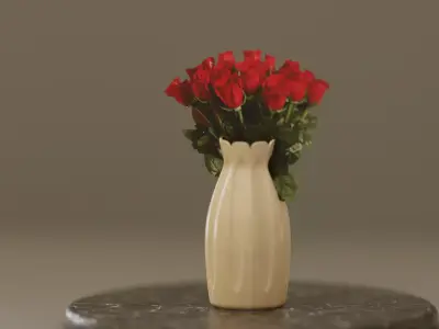 the vase roses in Free 3D model