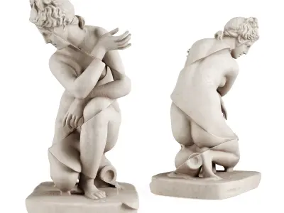 Crouching Venus sculpture Low-poly 3D model