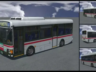 Japan public bus 01 Unity Ready 3D model