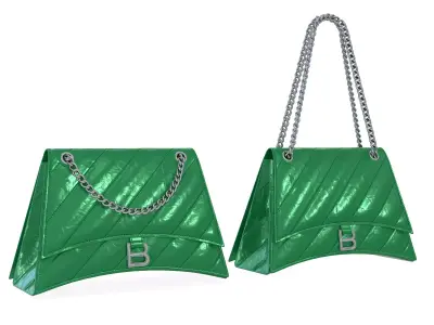 Balenciaga Crush Medium Chain Bag Quilted Green Low-poly 3D model