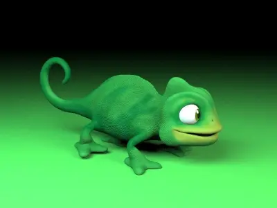 cartoon chameleon Low-poly 3D model
