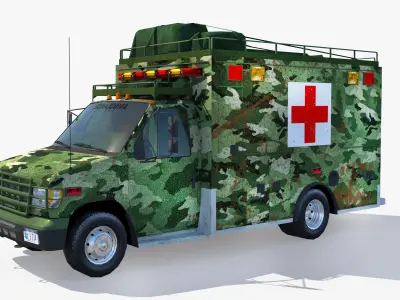 Military Ambulance Truck  Low-poly 3D model