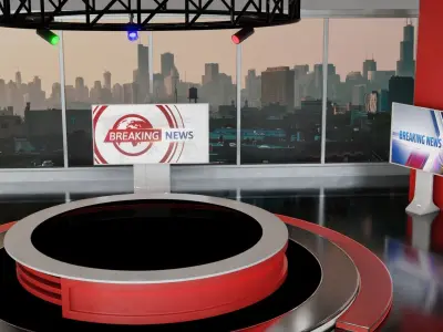 Virtual TV News Studio 3D model