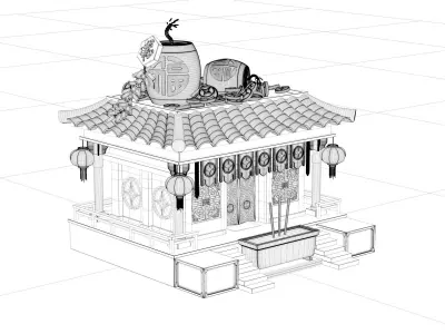 Chinese New Year Festive Scene Traditional Cartoon Scene 3D model