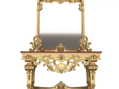 Classic Console Table with Mirror 01 Low-poly 3D model