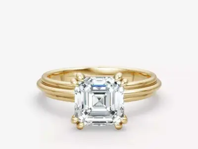 Asscher diamond ring 3D print model