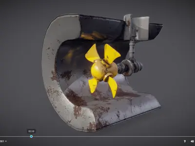 Ship Propeller system Low-poly 3D model