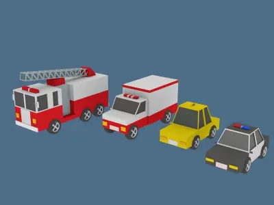Car models Pack Low-poly 3D model