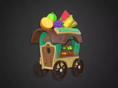 Asset - Cartoons - Food Car -  Fruits Car 3D model