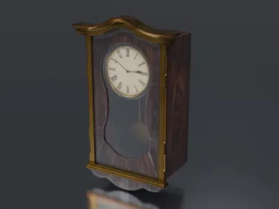 Vintage Wall Clock Low-poly 3D model