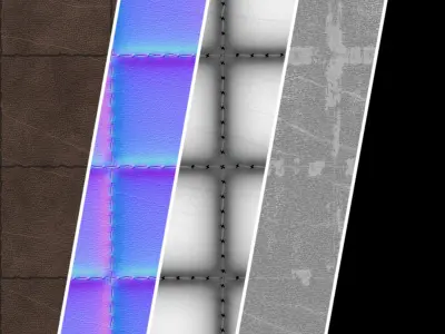 Leather Materials 37- Stitched Leather - Sbsar Pbr 4k Seamless Texture