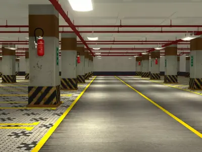 Parking interior of garage 3D model
