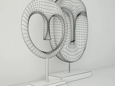 Albesia Wood Mask Decoration 2 3D model