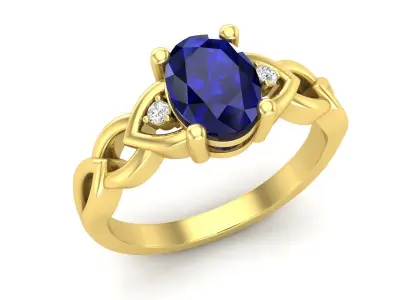 AV 575 Oval and Round White Diamond Ladies Engagement Ring 3D print model