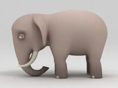 Elephant with tusks 3D model