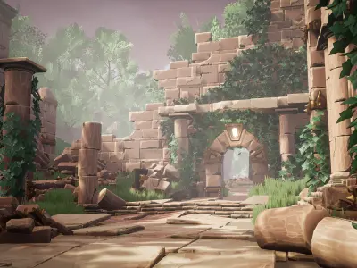 Stylized Modular Ruins Pack Low-poly 3D model