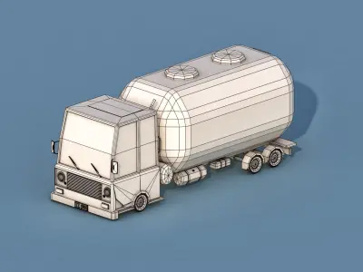 Cartoon Water Truck Low-poly 3D model