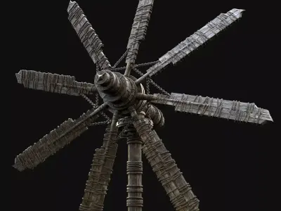 WINDMILL TURBINE MILL POWER PLANT GENERATOR MEDIEVAL AAA Low-poly 3D model