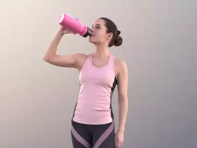 Juliette 10824 - Athletic Woman Drinking  Low-poly 3D model