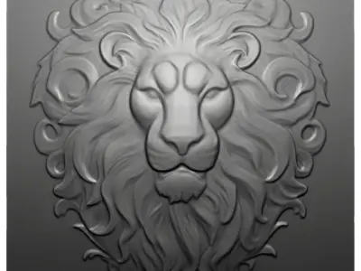 Lion Head 1 CNC bas-relief 3D print model