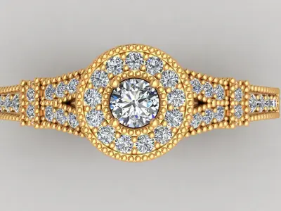 Engagement Pattern Diamond Gold Ring 3D print model