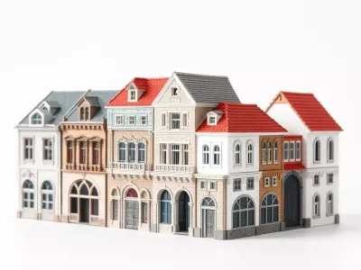 European Townhouse Facade model pack Low-poly 3D model