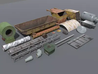 Abandoned Industrial Props Pack 1 Low-poly 3D model