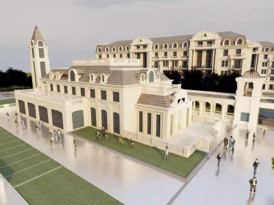Grand Luxury Palace Hotel Resort  Low-poly 3D model
